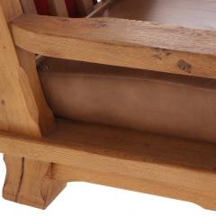 A Pair of French Heavy Oak Brutalist style Open Arm Chairs C 1960  - 4556102