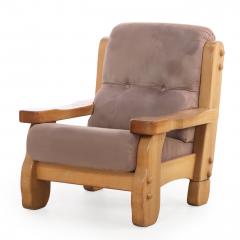 A Pair of French Heavy Oak Brutalist style Open Arm Chairs C 1960  - 4611159