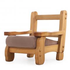 A Pair of French Heavy Oak Brutalist style Open Arm Chairs C 1960  - 4611160