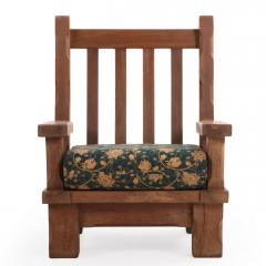 A Pair of French Heavy Oak Brutalist style Open Arm Chairs C 1960  - 4648884
