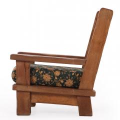 A Pair of French Heavy Oak Brutalist style Open Arm Chairs C 1960  - 4648885