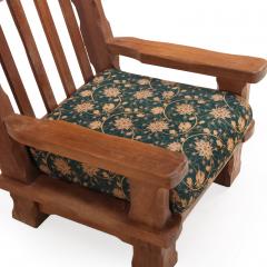 A Pair of French Heavy Oak Brutalist style Open Arm Chairs C 1960  - 4648886