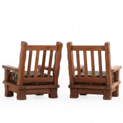 A Pair of French Heavy Oak Brutalist style Open Arm Chairs C 1960  - 4648887