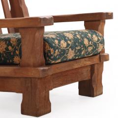A Pair of French Heavy Oak Brutalist style Open Arm Chairs C 1960  - 4648888
