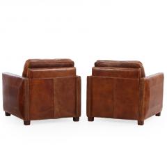 A Pair of French Leather Club Chairs C 1980  - 4456394