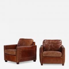 A Pair of French Leather Club Chairs C 1980  - 4456739