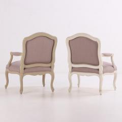 A Pair of French Louis XV Style Painted Open Armchairs C 1960  - 4280525