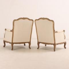 A Pair of French Louis XV style painted and giltwood bergere chairs C 1940  - 3945269