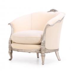 A Pair of French Louis XV style silver leaf lounge chairs C 1930  - 4456303