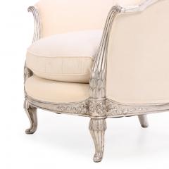 A Pair of French Louis XV style silver leaf lounge chairs C 1930  - 4456304