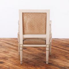 A Pair of French Louis XVI Style Painted Open Arm Chairs C 1940  - 4280439