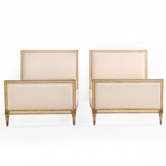 A Pair of French Louis XVI style Painted and Gilt Twin Beds C 1940  - 4540995