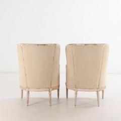 A Pair of French Louis XVI style upholstered and painted bergere chairs C 1900  - 3920783