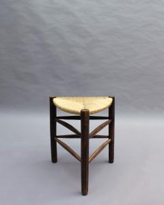 A Pair of French Mid Century triangular stools with rush seats - 2004716