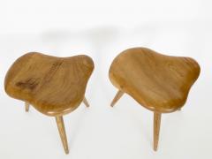 A Pair of French Organic Modern Stools or Side Tables In Elm and Oak - 1205052
