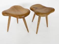 A Pair of French Organic Modern Stools or Side Tables In Elm and Oak - 1205055