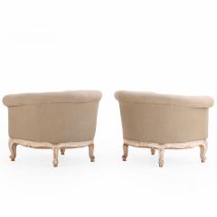 A Pair of French Painted Carved Tub Chairs C 1930  - 4556245