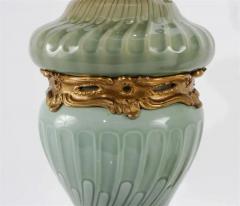 A Pair of French Theodore Deck Ormolu Mounted Celadon Porcelain Lamps - 2704415