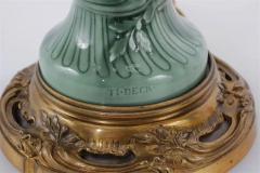 A Pair of French Theodore Deck Ormolu Mounted Celadon Porcelain Lamps - 2704417