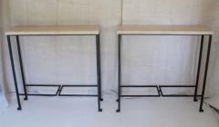 A Pair of French Travertine Top Consoles circa 1950 - 4391639