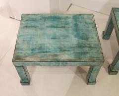 A Pair of French Turquoise Horn Tables circa 1970 - 4776177