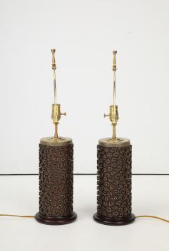 A Pair of French Wallpaper Roller Lamps circa 1960s - 4227515