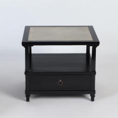 A Pair of French ebonized leather top end tables with drawer Circa 1950 - 3278743