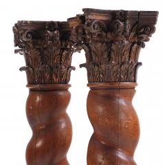 A Pair of French solid oak barley twist columns C 1860  - 4416085