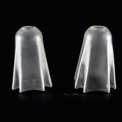 A Pair of Frosted Glass Shades with Gently Draped Flowing Rims - 4192387