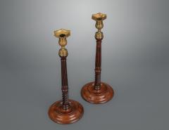 A Pair of George III Mahogany and Brass Candlesticks - 1131512