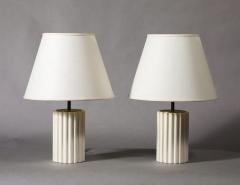 A Pair of Gesso Painted Fluted Column Lamps - 3513951