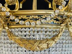 A Pair of Gilt Bronze Louis XVI Style Ballroom Chandeliers Crystal Rewired - 2734129