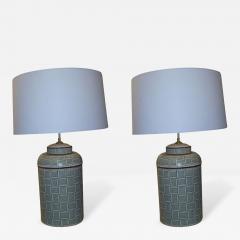 A Pair of Hand Painted Tole Canister Lamps - 345585