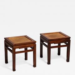 A Pair of Hardwood Chinese Square Leg Stools - 588715