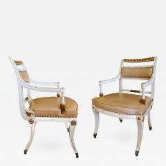 A Pair of Hollywood Regency Ivory Painted and Parcel Gilt Klismos Armchairs - 248147