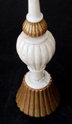 A Pair of Italian 1950s Carrara Marble Lamps with Gilt Wood Mounts - 425710