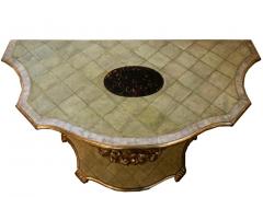 A Pair of Italian Art Nouveau Shagreen and Brass Inlay Console - 3656249