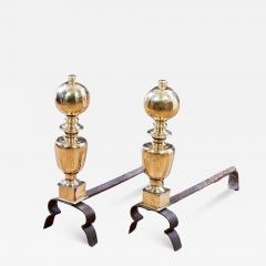 A Pair of Italian Baroque Brass and Iron Andirons - 4601281