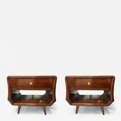 A Pair of Italian Mid Century End Tables with Central Drawers - 3360150