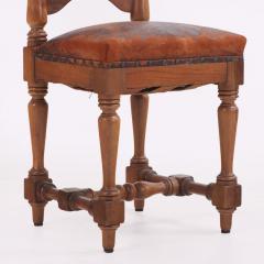 A Pair of Italian Renaissance Revival Mahogany Upright Side Chairs 19th C  - 4018191