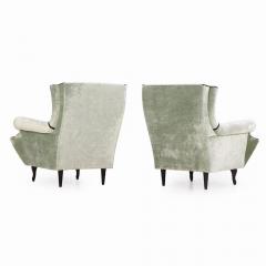 A Pair of Italian upholstered two tone lounge chairs C 1950  - 4271052