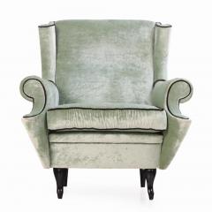 A Pair of Italian upholstered two tone lounge chairs C 1950  - 4271056