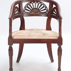 A Pair of Italian walnut open arm chairs with cord seats Circa 1800  - 3011173