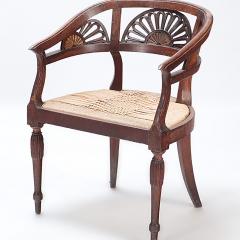 A Pair of Italian walnut open arm chairs with cord seats Circa 1800  - 3011178