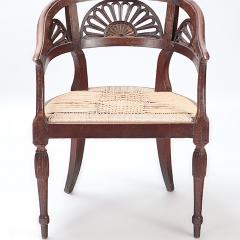 A Pair of Italian walnut open arm chairs with cord seats Circa 1800  - 3011179