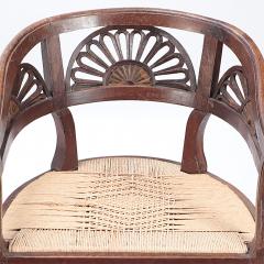 A Pair of Italian walnut open arm chairs with cord seats Circa 1800  - 3011182