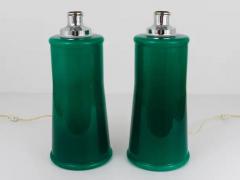 A Pair of Large Green Murano Glass Side or Table Lamps Italy 1960s - 4047379