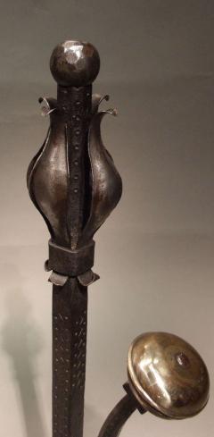 A Pair of Large and Substantial Wrought Iron Tulip Andirons - 3234334