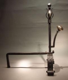 A Pair of Large and Substantial Wrought Iron Tulip Andirons - 3234336