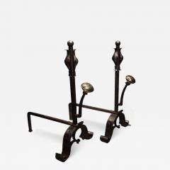 A Pair of Large and Substantial Wrought Iron Tulip Andirons - 3241624